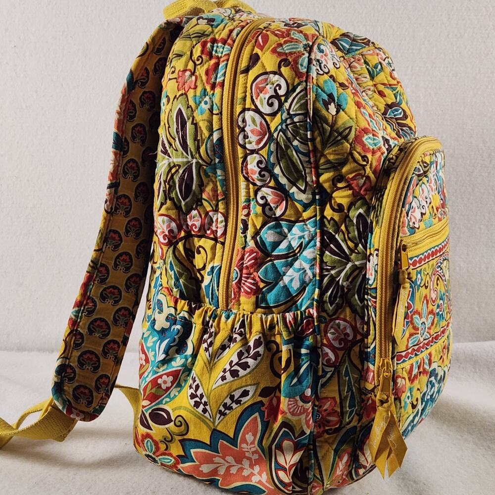 Vera Bradley Large Quilted Backpack Floral Cotton Lightweight Earbud Port - Picture 2 of 9